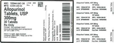 300mg 30ct - LABEL ALLOPURINOL TABS 300MG BPI(10544 547 30) RANBAXY(63304 540 05) REV3